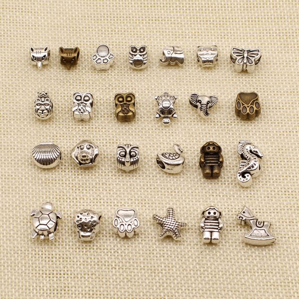 

50 pieces jewelry making supplies animal big hole beads hj245, Bronze;silver