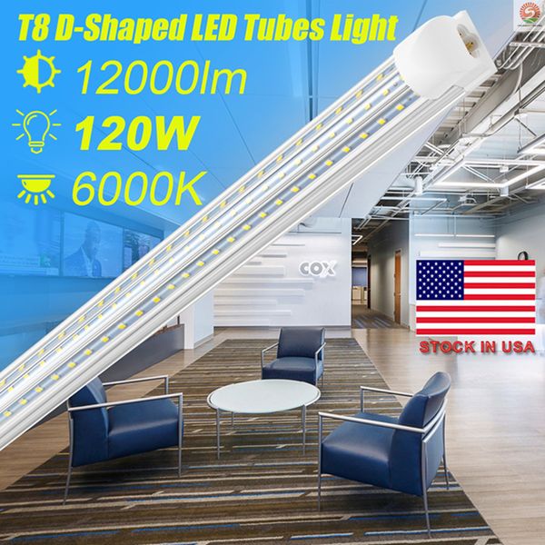 Tubo a LED da 8 piedi SUNWAY-USA, a forma di V a forma di D Porta di raffreddamento da 4 piedi e 8 piedi T8 Tubi a LED integrati Luci a LED a tripla fila 85-265 V Stock negli Stati Uniti