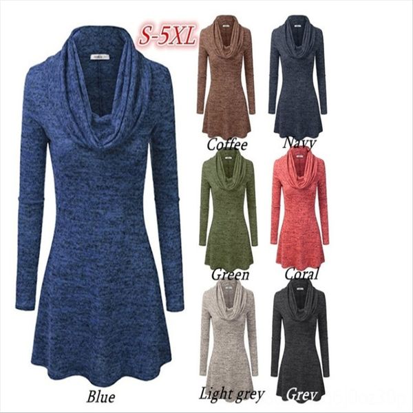 

long sleeve round collar high collar pullover midi t-shirt large size women's t-shirt pullover y1003, White