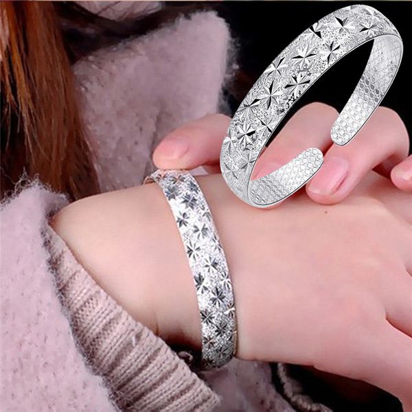 

bangles 2019 new fashion bracelet jewelry silver womens charm bangle bracelet gift acero inoxidable joyeria mujer m#1, Black