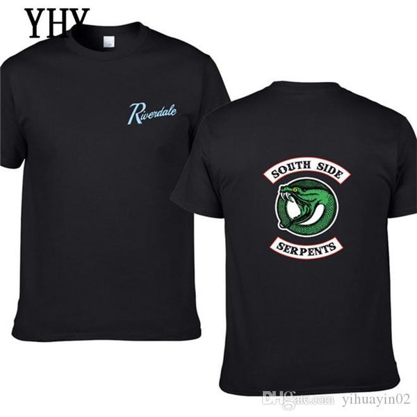 

2020 new riverdale men women summer green snake print short-sleeve t-shirt frenzy hip-hop cotton print t-shirt el-6, White;black