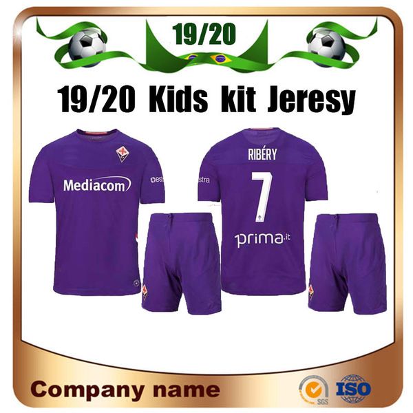 

19/20 fiorentina kids kit home soccer jerseys 2020 ribery simeone rui costa veretout soccer shirt benassi edmundo football uniform, Black