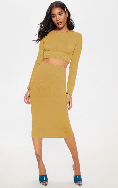 

selling yellow winter new half-length skirt two-piece women's suit with elastic long sleeve stripe round neck knitted fabric lovely, White