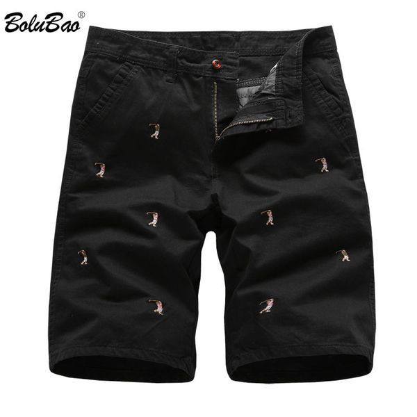 

bolubao fashion brand men casual shorts 2019 male embroidery straight shorts men solid color cargo men's, White;black