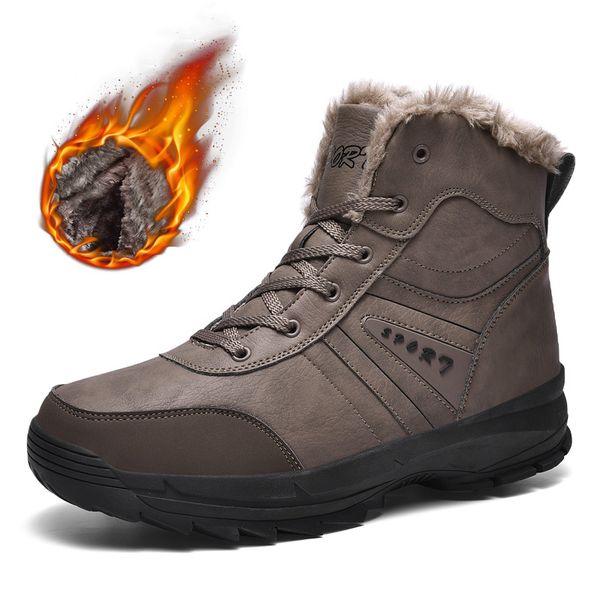

new winter boots men outdoor sport hiking shoes waterproof genuine leather nonslip sneakers men plush trekking climbing boots