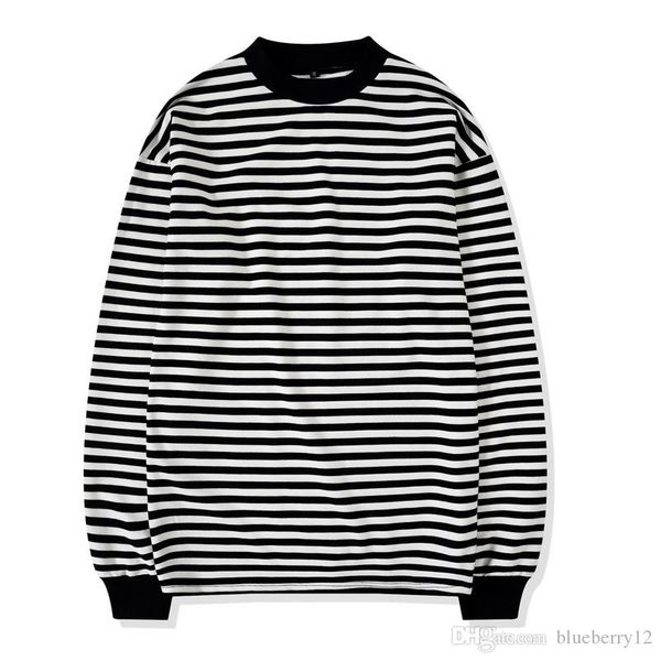 

oversize street style mens sweatshirt crewneck black and white striped tee ribbed long sleeve pullover ing