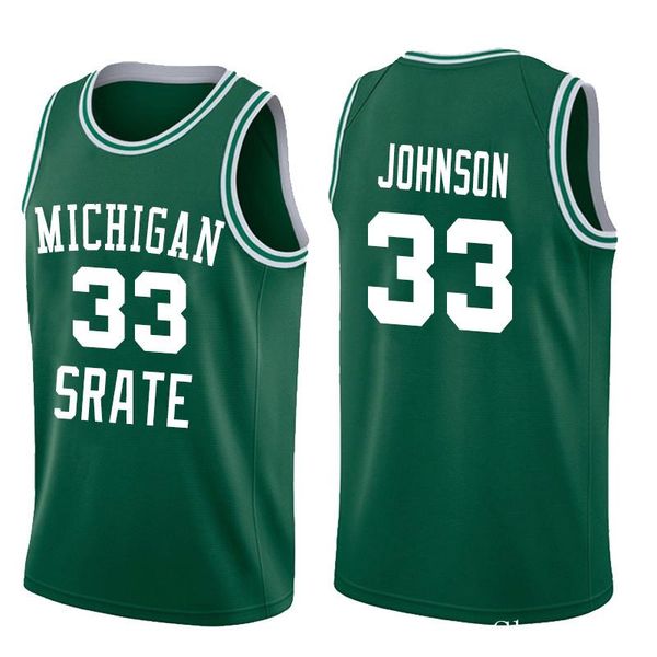 

NCAA Michigan State Spartans 33 Earvin Johnson Jersey Magic Green White College 33 Larry Bird Basketball Jersey404440