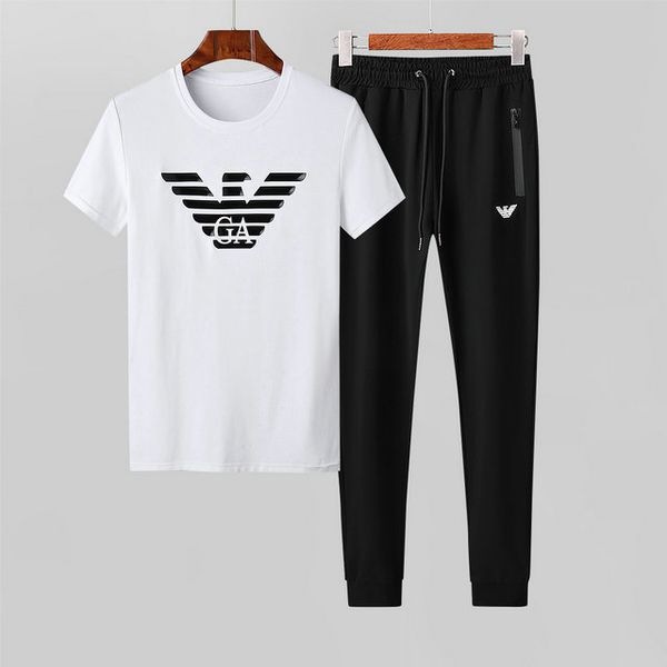 

designer sportswear men's luxury sportswear summer men's jogging short-sleeved + trousers two-piece sportswear casual suit high qu, Gray
