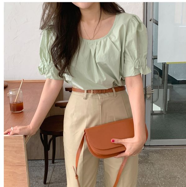 

new spring vintage solid shirt female oversize women short sleeve girls blouse summer plus size women blouses femme blusas, White