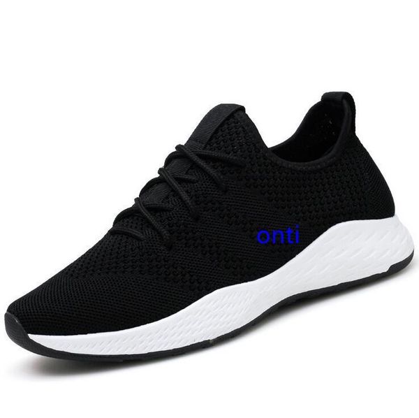 

summer new trend mens lightweight flying woven breathable casual shoes student sports large size running shoes with, Black