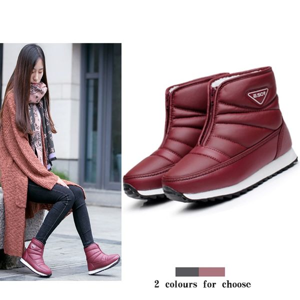 

snow boots woman black ankle winter boots women waterproof flat 2019 red botas femininas de inverno