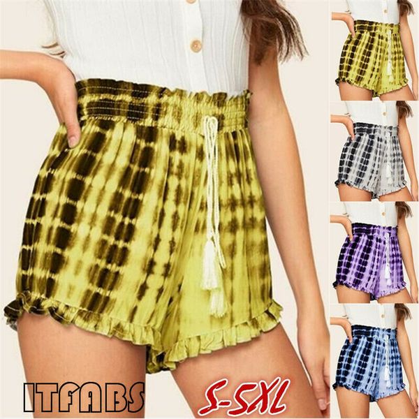

ca shorts women summer casual pants loose shorts stripe beach high waist short trousers, White;black