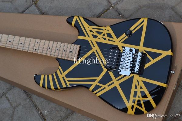 

- str black with yellow color electric guitar maple fretboard