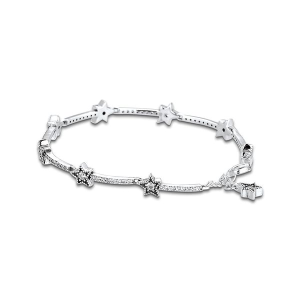

celestial stars bracelet clear cz 925 sterling silver bracelets jewelry female fashion chain bracelets for women winter jewelry, Golden;silver