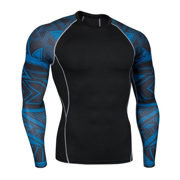

new running shirt men skull sport t shirt gym men compression tight fitness bodybuilding soccer tshirt, Black;blue