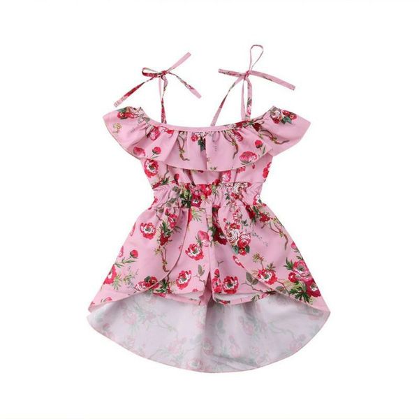 

creative asymmetrical child clothes girl floral dresses summer off shoulder ruffles dress princess vestido kid costumes 1-6 years, Red;yellow