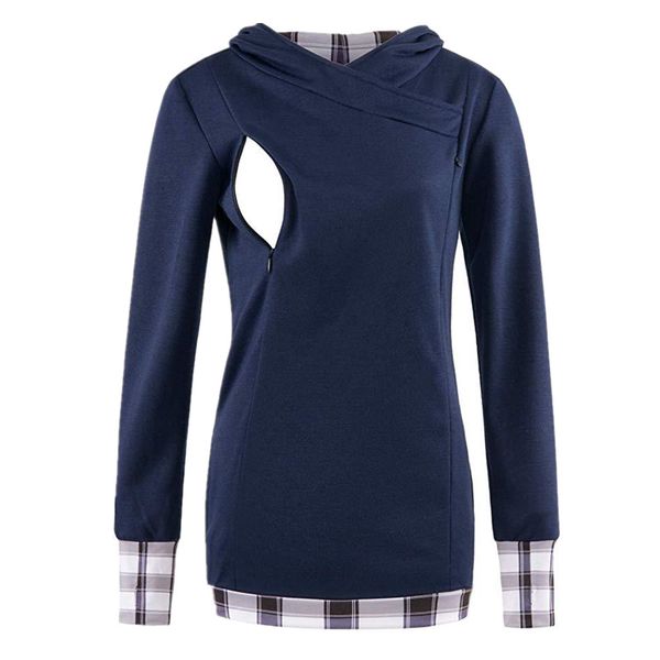 

Nursing Top Women Hoodie Long Sleeve Breastfeeding T-shirt Spring Pregnant Maternity Clothes Patchwork Hooded Nursing Sweater