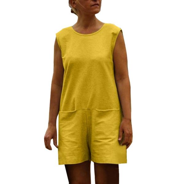 

sagace playsuits polyester loose plus size summer women sleeveless rompers casual solid high waist short jumpsuit travel 2, Black;white