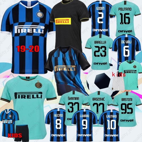 

19 20 thai alexis lukaku lautaro skriniar inter 2020 milan soccer jerseys calcio 2 godín barella jerseys custom made men kids kits, Black;yellow
