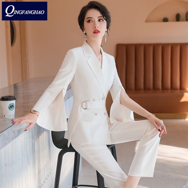 

women's suits & blazers white suit, female president high-end business ladies dress temperament goddess fan host overalls, White;black