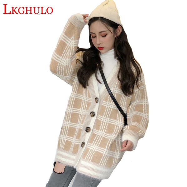 

2018 runway cardigans autumn sweater for women designer jacket long sleeve plaid knitted pattern tops female w632, White;black