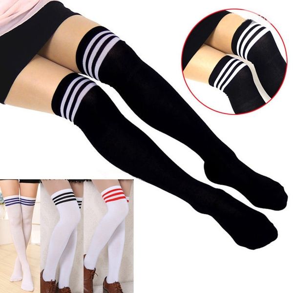 

over the knee thigh high cotton socks stockings leggings women ladies girls gl, Black
