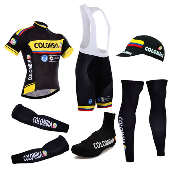 

2019 new colombia 6 pieces national pro team cycling jersey short clothing cycling fast dry maillot mtb bike wear black, Black;red