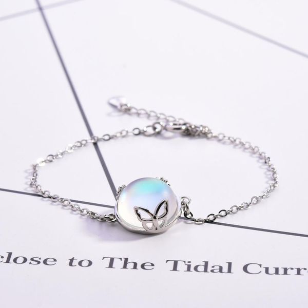 

minimalism romantic color moonstone banquet jewelry anniversary valentine's day present women's silver bracelet, Black