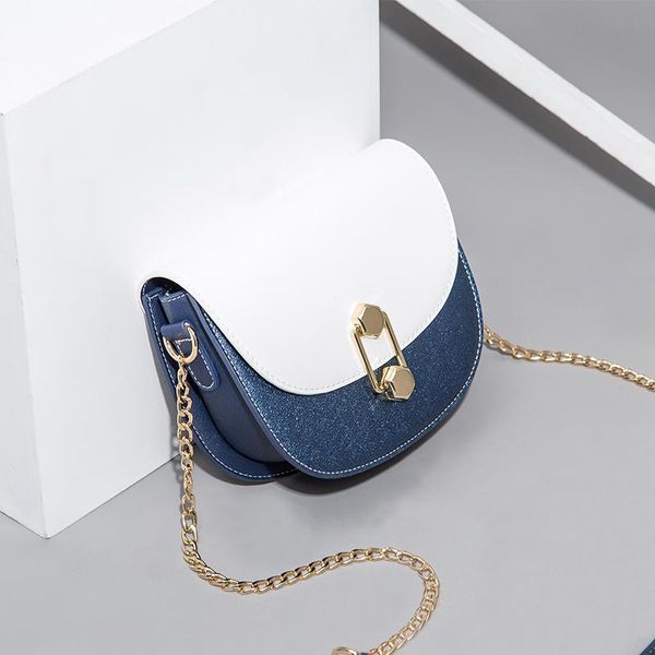 

luxurious2019 women's bag woman chain shoulder crossbody saddle package western style cable satchel contrast color small size
