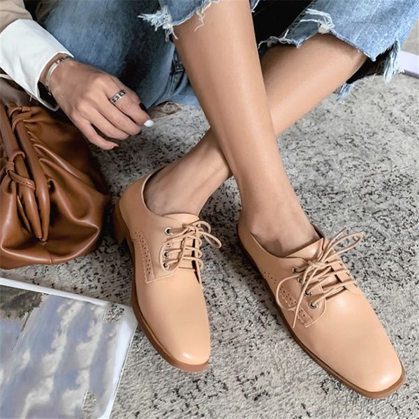 

pxelena british retro casual comfort oxfords shoes for women 2020 spring autumn square toe low heel derby shoes lace up fretwork, Black