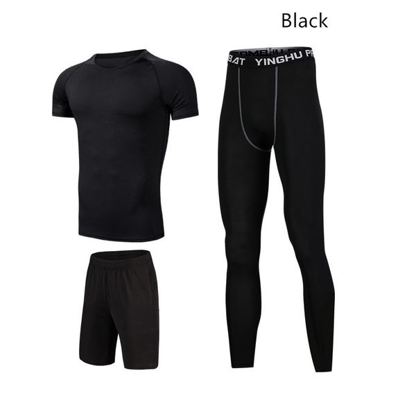 

3 pcs outdoor jogging sport suits men gym sportswear running track suits fitness body building sport outwear clothing gym cloth, Black;blue