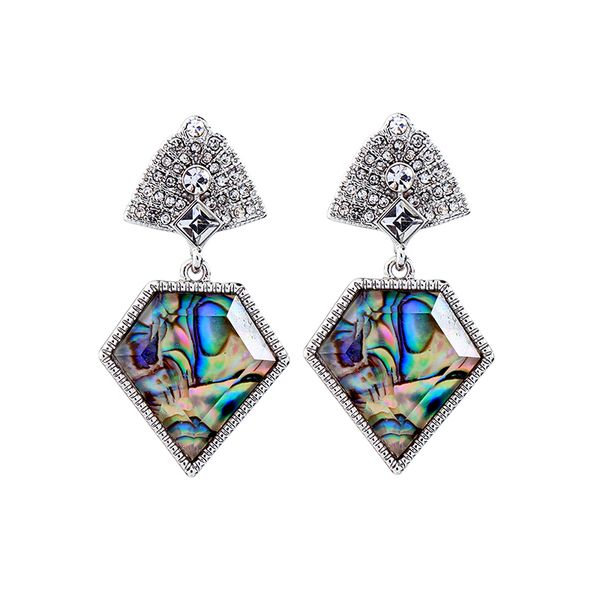 

new arrival drop earring ethnic fashion mulit-color resin crystal glass earring for women handmade date gift jewelry, Silver