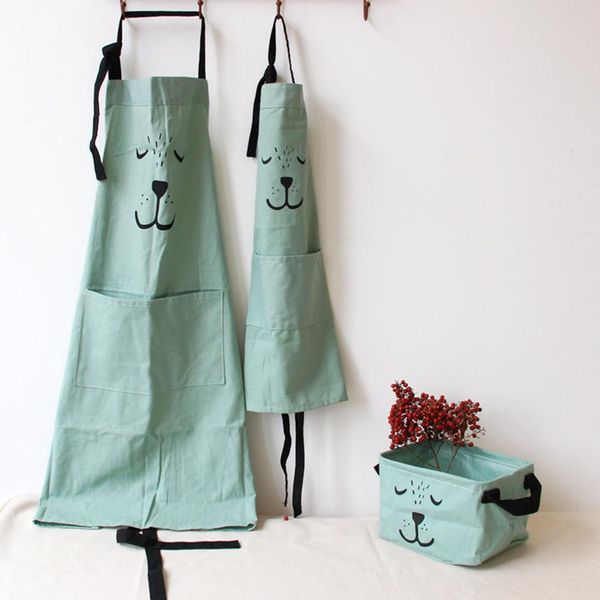 

parent-child cartoon cookers animal print cotton linen home kitchen apron tool