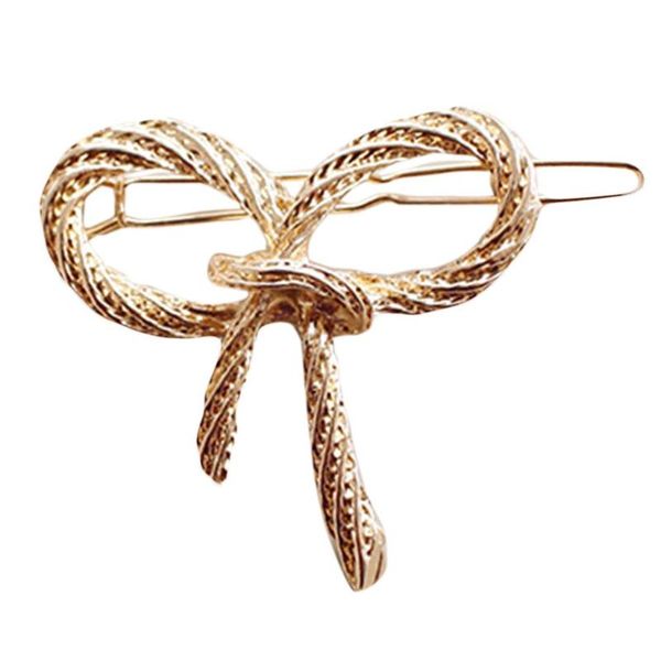 

women japanese style vintage polished metallic gold hair clips textured cute bear bowknot shape bobby pins sweet girls barrette