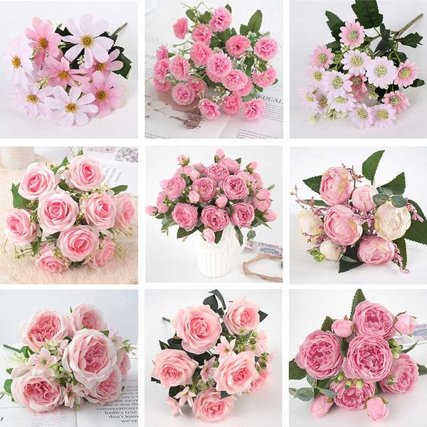 

decorative flowers & wreaths artificial for decoration rose peony silk small bouquet flores party spring wedding mariage fake flower