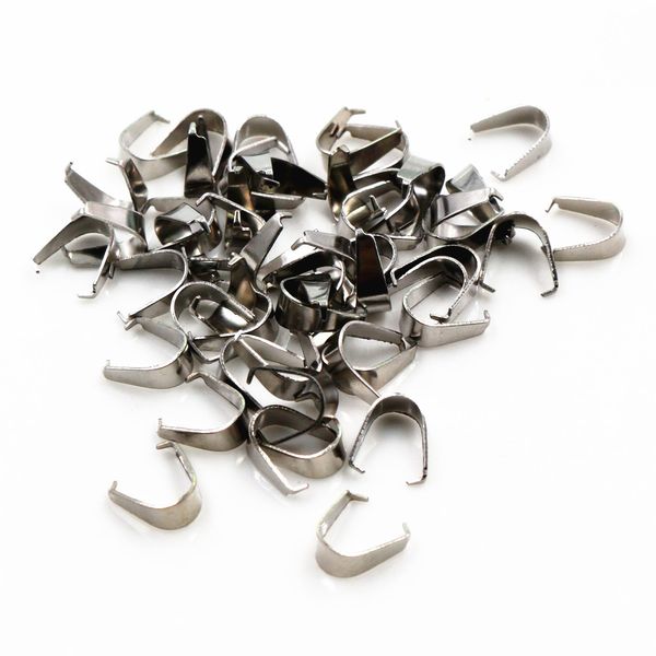 

100pcs stainless steel pendant pinch bail clasps necklace hooks clips connector for jewelry making findings accessories diy, Blue;slivery