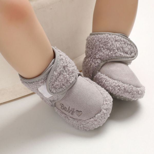 

for baby girls winter warm boots soft fleece sole shoes 0-18m, Black;grey