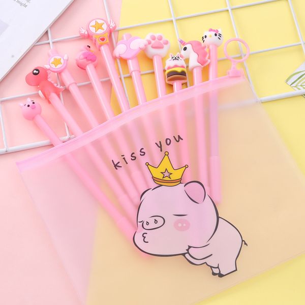 

10 pics of cute animal black ink pen for writing office school supplies stationery 2019