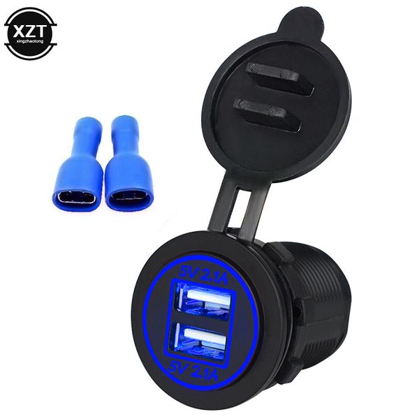 

universal cigarette lighter car charger usb vehicle dc12v-32v waterproof dual usb charger 2 ports power socket 5v 2.1a/2.1a