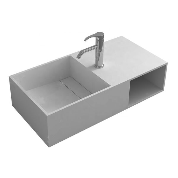 

Bathroom Rectangular Wall Hung Wash Sink Fashionable Cloakroom Corian Vanity Wash Basin Solid Surface Resin Lavabo RS3837