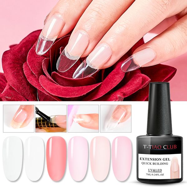 

7ml quick acrylic poly extension gel building nail gel polish nude clear pink uv builder nail tips art manicure soak off, Red;pink