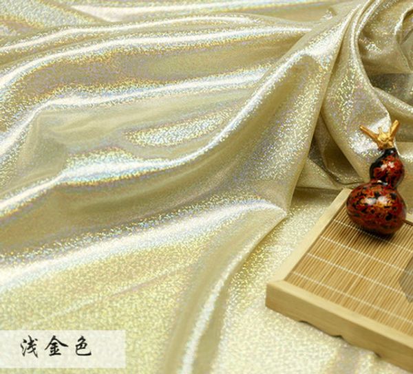 

gold fabric laser stretch knit colorful shiny fabric stage wedding decor tissue patchwork paillettes for dolls 150cm*50cm, Black;white