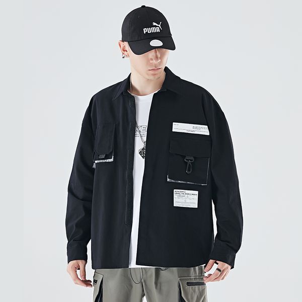

harajuku men's jackets multi-pocket safari style men's coat black green apricot m-2xl male jackets coats, Black;brown