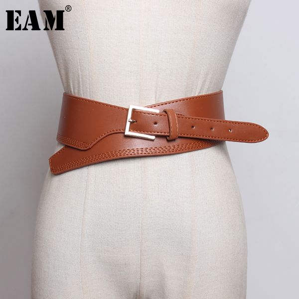 

eam] pu leather asymmetrical black long wide belt personality women new fashion tide all-match spring autumn 2020 1h612, Black;brown