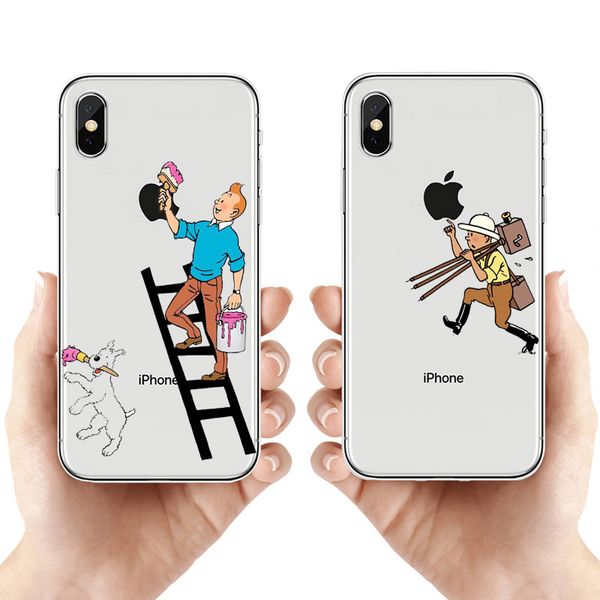 

as aventuras de tintin silicone suave tpu caso capa para o iphone xr 10 8 7 plus 6 6 s plus 5 xs max 5 5c 4 4s caso fundas coque