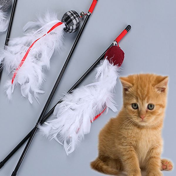 

cat toys pets product pet toy funny cat stick with small mixed feathers playing rod kitten pet training toys