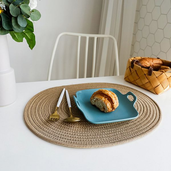 

large oval cotton thread placemat home kitchen anti-insulation potholder placemat