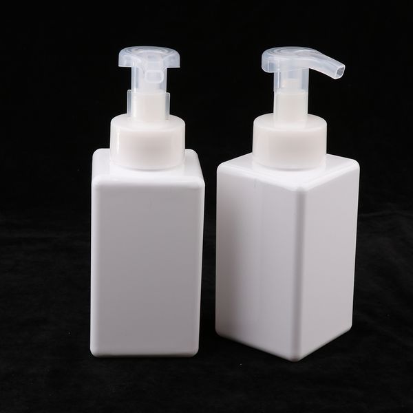

2pieces, modern square refillable plastic foaming hand soap dispenser pump bottle for bathroom vanities or kitchen sink, counter
