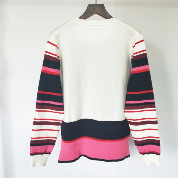 

2020 new luxury women designer sweaters long sleeve round neck pink loose knit pull femme pullover panelled sweater plus size s-l, White;black