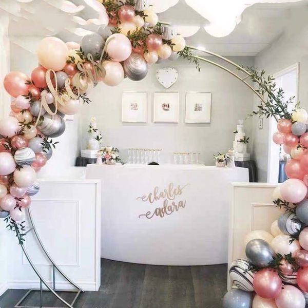 

wrought iron curved arch frame round flowre stand wedding backdrop decoration accessories stage party decor with flower frame background